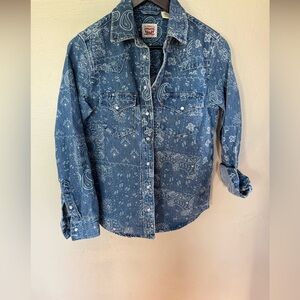 Levi's Indigo Patterned Denim Shirt